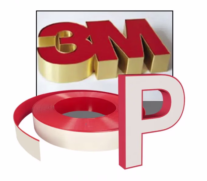 Red Aluminium Trim Cap 13cm Wide Single Edge Sign Trim Cap Adhesive 0