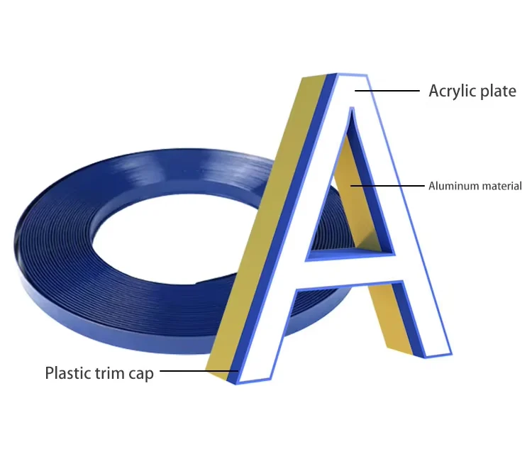 Alloy Plastic Trim Cap 40m Length Trimless Channel Letter Coil