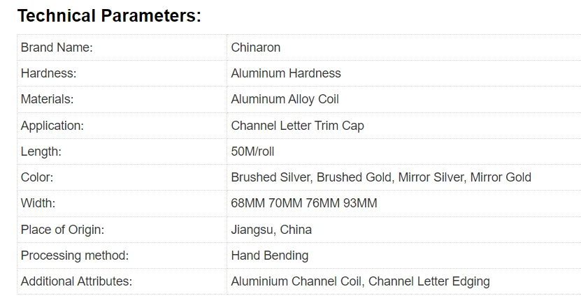 Hand Bending Plastic Aluminum Trim Cap Coil White 68MM 70MM 76MM 93MM