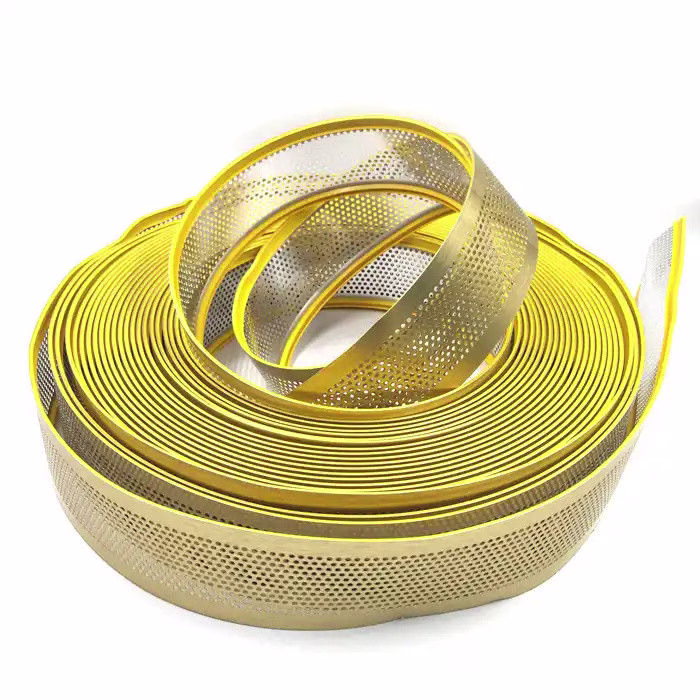 Golden Aluminum Tape Coil With Folded Edge Word Sign Brushed Aluminum Coil Strip