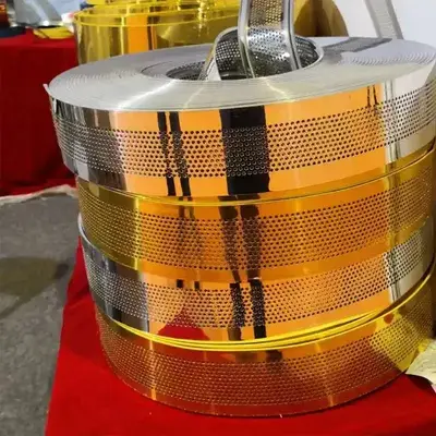 Golden Aluminum Tape Coil With Folded Edge Word Sign Brushed Aluminum Coil Strip gallery 5