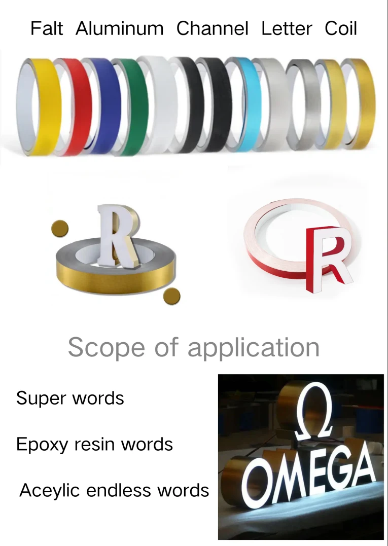 Width 1400mm Channel Letter Trim Durable Gold Trim Cap Letter application 1