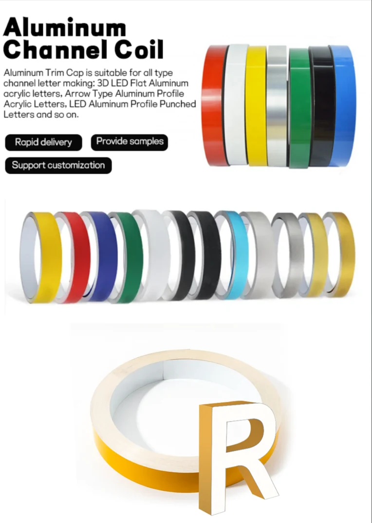 Powder Coated 50M 100M Aluminum Coil For Channel Letter Trim Cap Roll Application